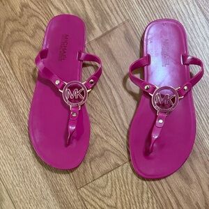 Michael Kors Fuchsia Sandals with Gold Logo